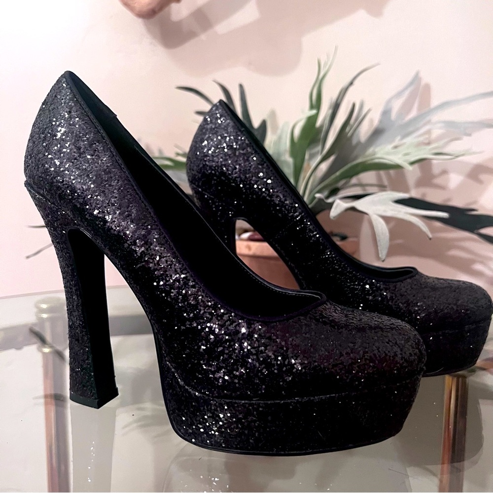 New Glitter Delicious Womens Glossy Closed Toe Dress Platform Pump Stiletto Heel